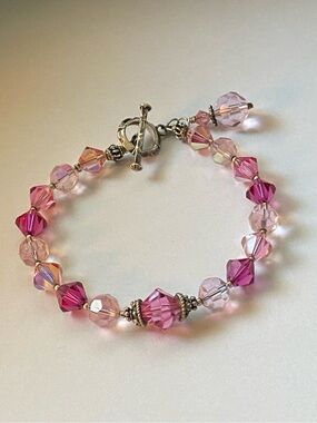 Sterling Silver 925 Crystal Beaded Bracelet